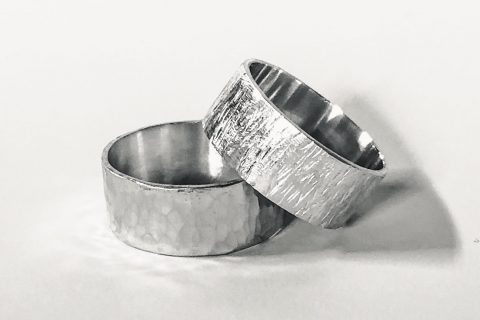 Sterling silver hammered texture bands
